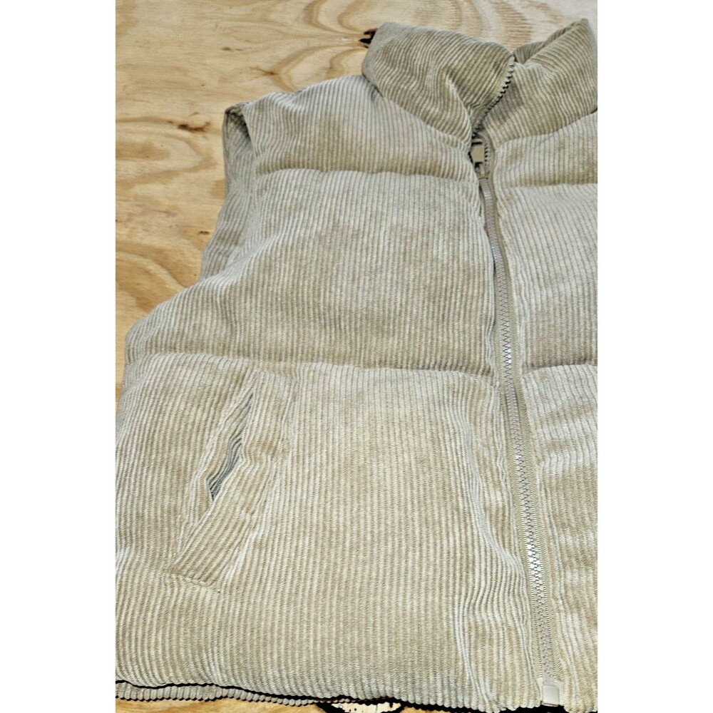 CI SONO Sz large Corduroy Sherpa faux fur lined Crop Puffer Vest Ribbed - Picture 4 of 11